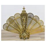 French Louis XV Style Gilt Brass Peacock Folding Fireplace Screen