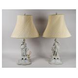 A Pair of Andrea by Sadek Neoclassical Bisque Porcelain Figural Table Lamps