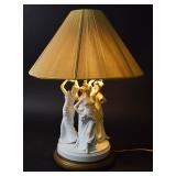 Large Art Nouveau Style Bisque Porcelain Figural Table Lamp