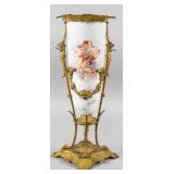 Sevres Style Porcelain and Gilt Bronze Vase with Cherub Scenes
