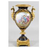 Late 19th Century French Cobalt Blue Porcelain and Ormolu Mounted Urn