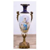 Sevres Style Painted Porcelain and Gilt Metal Urn