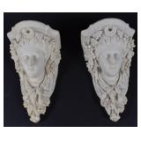 Pair of Neoclassical Style Female Mask Wall Corbels