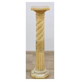 Carved Alabaster Pedestal Column with Solomonic and Fluted Shaft