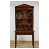 Neoclassical Style Two-Piece Mahogany Display Cabinet on Stand