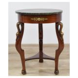 French Empire Style Mahogany and Variegated Green Marble Side Table