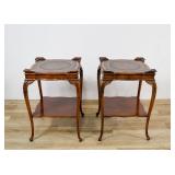A Pair of Louis XV Style Leather-Top End Tables