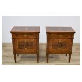A Pair of Mastro Cappellini Louis XVI Style Marquetry Bedside Chests