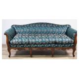 Louis XV Revival Style Carved Wood Three Seat Sofa
