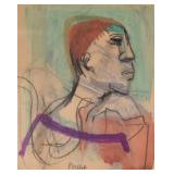 Josef Presser Mixed Media on Paper Clown