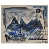 John G. Ernst Watercolor and Gouache Modernist Mountain Landscape