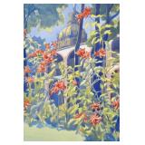 Rosamond Campbell Watercolor on Paper Garden Scene with Domed Building