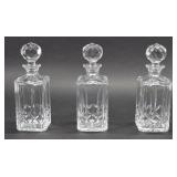 Trio of Atlantis Lead Crystal Square Spirit Decanters