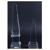 Two Clear Glass Obelisks of Graduated Height