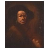 Continental School Rembrandt Style Oil on Canvas Portrait of a Man
