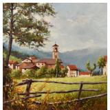 Renato Aime Oil on Board Village Landscape