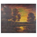 S. Pritchard Acrylic on Canvas Tonalist Landscape
