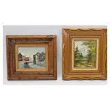 A Pair of Oil on Board Landscapes Signed Dinovi