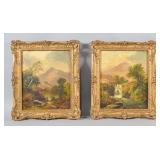 Pair of T. S. Barber Oil on Canvas Landscapes