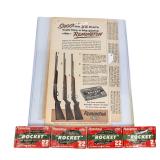 4 Remington Rocket 'Chicklet' Ammo Boxes & Ad