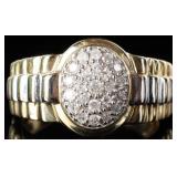 10K YELLOW/WHITE GOLD MENS RING W/ DIAMONDS
