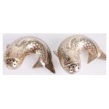 ANTIQUE STERLING SILVER DANISH FISH S/P SHAKERS