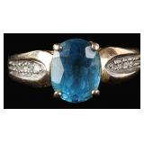 1.5CT TOPAZ 14K YELLOW GOLD LADIES RING W/ DIAMOND