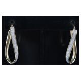 18K YELLOW GOLD LADIES HOOP EARRINGS W/ ENAMEL