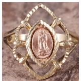 14K YELLOW GOLD VIRGIN OF GUADALUPE LADIES RING