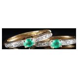 14K YELLOW GOLD LADIES EARRINGS W/ EMERALD & DIA