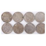 ASSORTED 90% SILVER LIBERTY PEACE DOLLARS - (8)