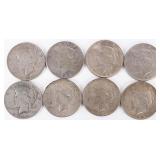 ASSORTED 90% SILVER LIBERTY PEACE DOLLARS - (8)