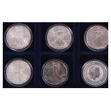 FINE SILVER ASSORTED 1 OZT BULLION COINAGE - (6)