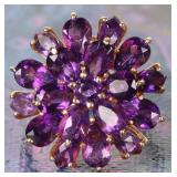 14K YELLOW GOLD LADIES RING W/ FLORAL AMETHYST