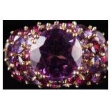 10K YELLOW GOLD AMETHYST TOURMALINE LADIES RING