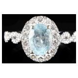 14K WHITE GOLD LADIES RING W/ DIAMONDS & SPINEL
