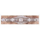 PLATINUM ART DECO LADIES BAR BROOCH W/ 13 DIAMONDS