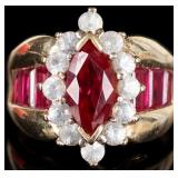 14K YELLOW GOLD LADIES RING W/ SAPPH RUBY & TOPAZ