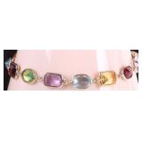 14K MULTI GEMSTONE LADIES TENNIS  BRACELET