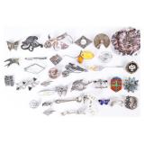 STERLING SILVER ECLECTIC PINS & BROOCHES LOT