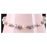 14K YELLOW GOLD WHITE & TAHITIAN PEARL BRACELET