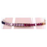 10K YELLOW GOLD MULTICOLORED SAPPHIRE BRACELET