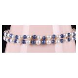 ANTIQUE 14K YELLOW GOLD SAPPHIRE PEARL BRACELET