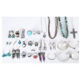 LARGE LADIES SOUTHWEST STERLING JEWELRY LOT OF 30