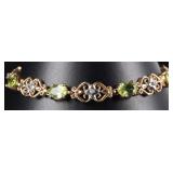 14K YELLOW GOLD PERIDOT DIAMOND LADIES BRACELET