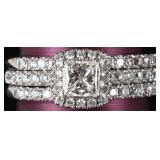 14K WHITE GOLD RING 3-SET VS1 G LAB DIAMOND GCAL