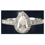 NEIL LANE 1CT PEAR DIAMOND HALO ENGAGEMENT RING
