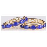 14K YELLOW GOLD LADIES EARRINGS W/ BLUE JASPER
