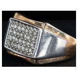 10K YELLOW GOLD DIAMOND MEN'S CLUSTER RING