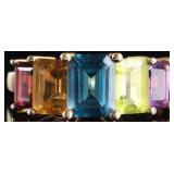 14K YELLOW GOLD MULTI-GEMSTONE LADIES RING
